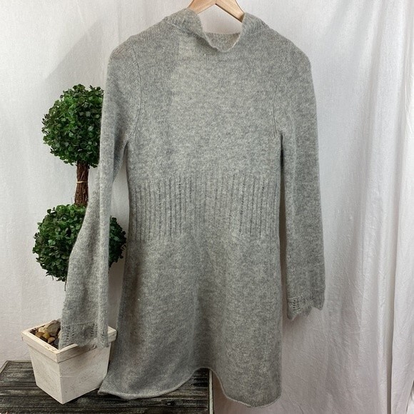 Anthropologie Sparrow Gray Knit Ruffle Open Front Cardigan Duster Sweater S - Picture 2 of 6